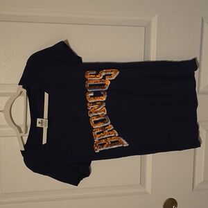 Victoria's Secret PINK Broncos V-Neck T Shirt Vintage Sequin Medium M